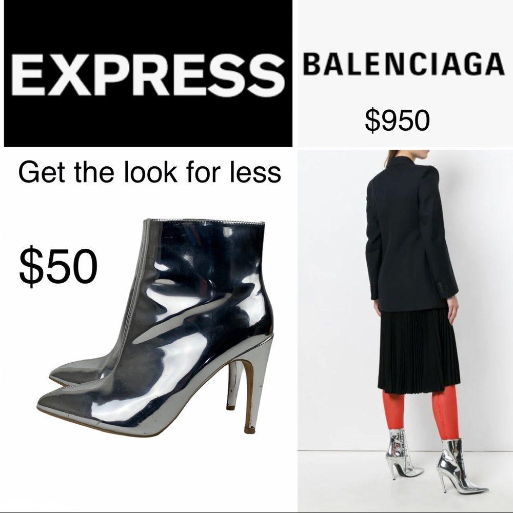 EXPRESS Metallic Silver Mirrored Ankle Boots